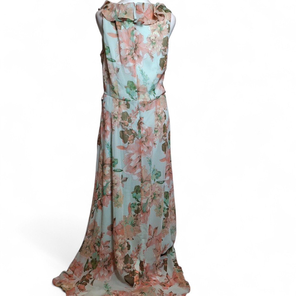 London Times Floral Sleeveless Maxi Dress - Size 12 - Wedding, Floral, Sheer - Picture 4 of 10